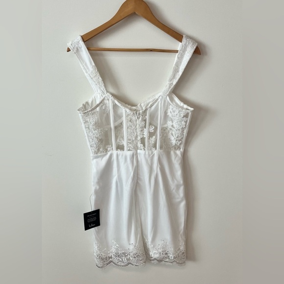 Lulus Medium Coveted Delight White Sequin Mesh Embroidered Bustier Mini Dress - Picture 8 of 12